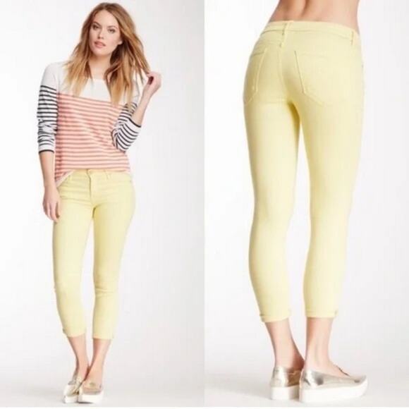 Mother The Looker Cropped Skinny in ‘Blinding Light’ Yellow Sz 26 - Picture 1 of 7